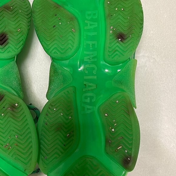 Balenciaga Neon Green Mesh and Leather Triple S Sneakers Size: EU 38-US 8 - Picture 15 of 16